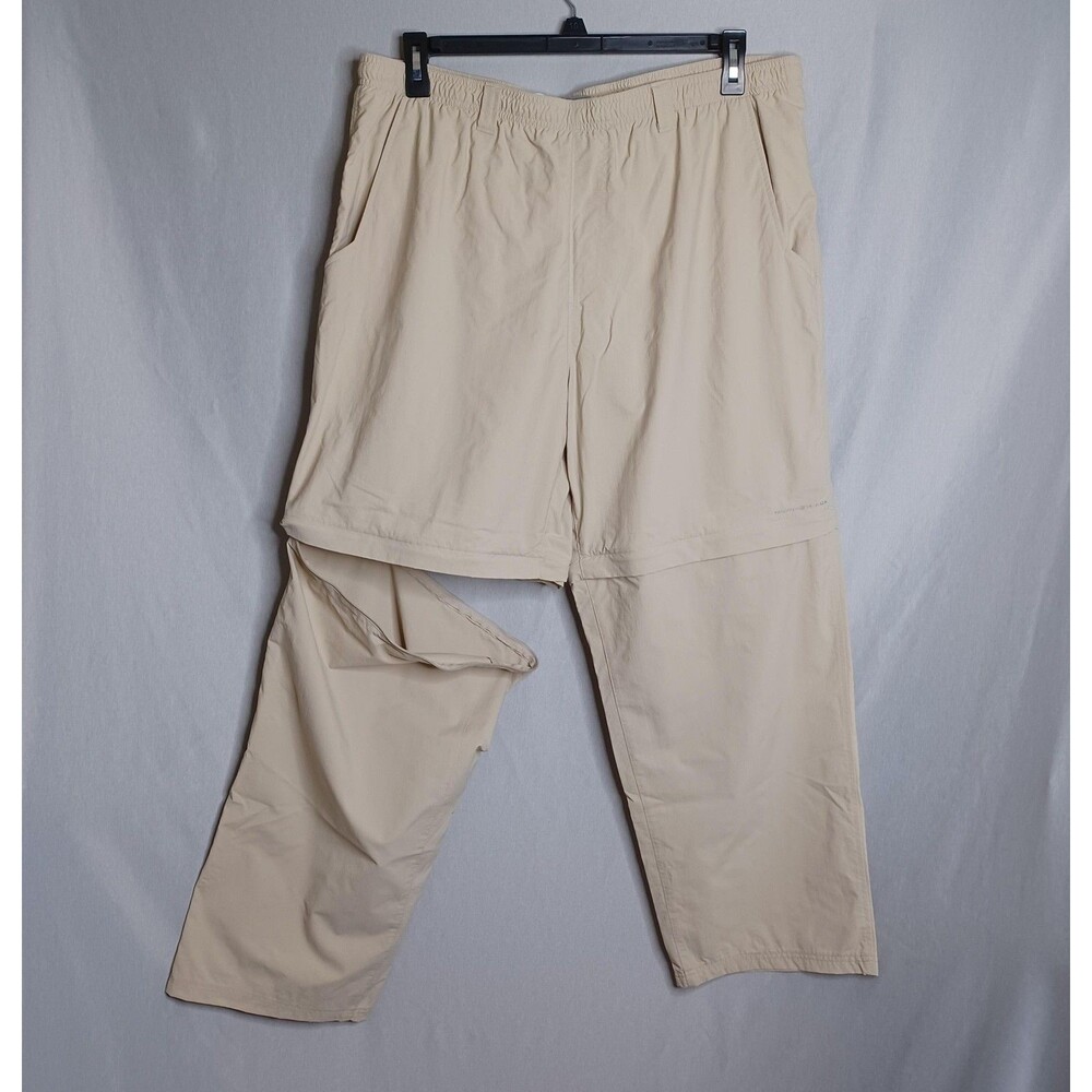 Columbia PFG Convertible Pants Mens XXL Beige Omni-Shade Mesh Fishing Cargo